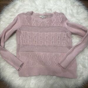 LOFT Blush Pink Cable Knit Sweater made of Wool and Camel Hair Blends size Small